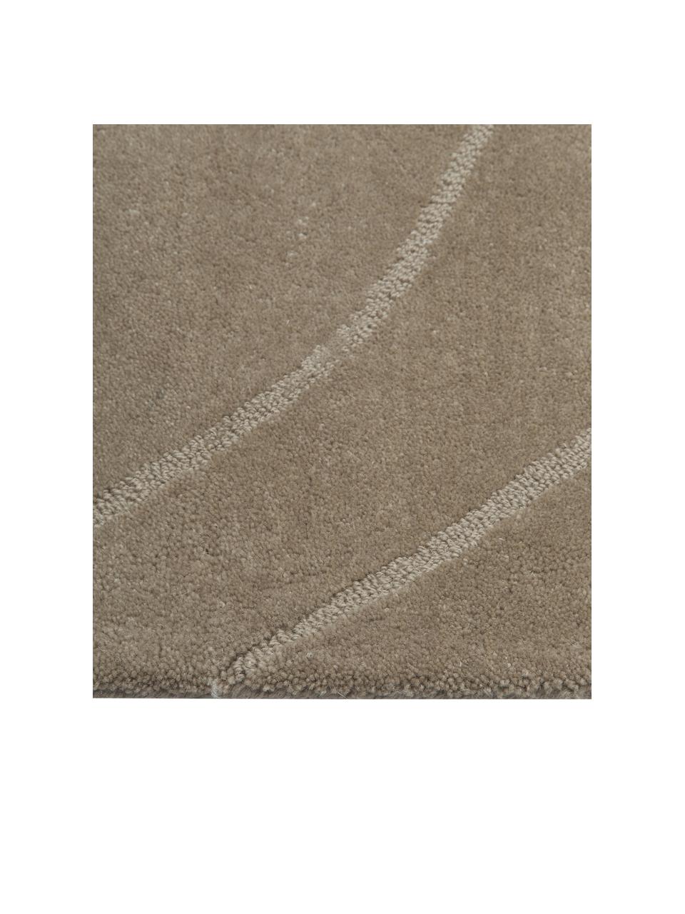 Wollen vloerkleed Aaron in taupe, handgetuft, Onderzijde: 100% katoen Bij wollen vl, Taupe, B 300 x L 400 cm (maat XL)