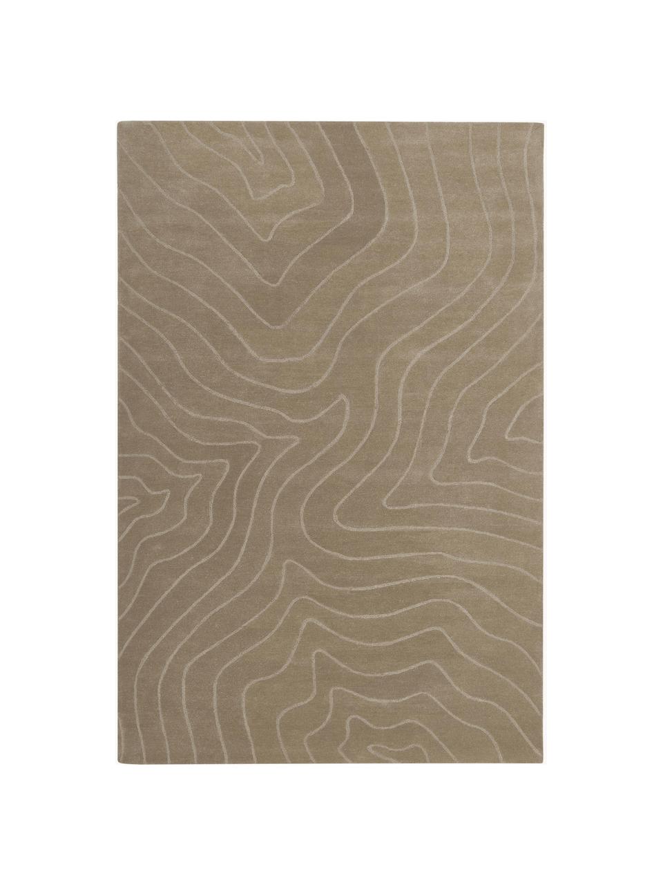 Wollen vloerkleed Aaron in taupe, handgetuft, Onderzijde: 100% katoen Bij wollen vl, Taupe, B 300 x L 400 cm (maat XL)