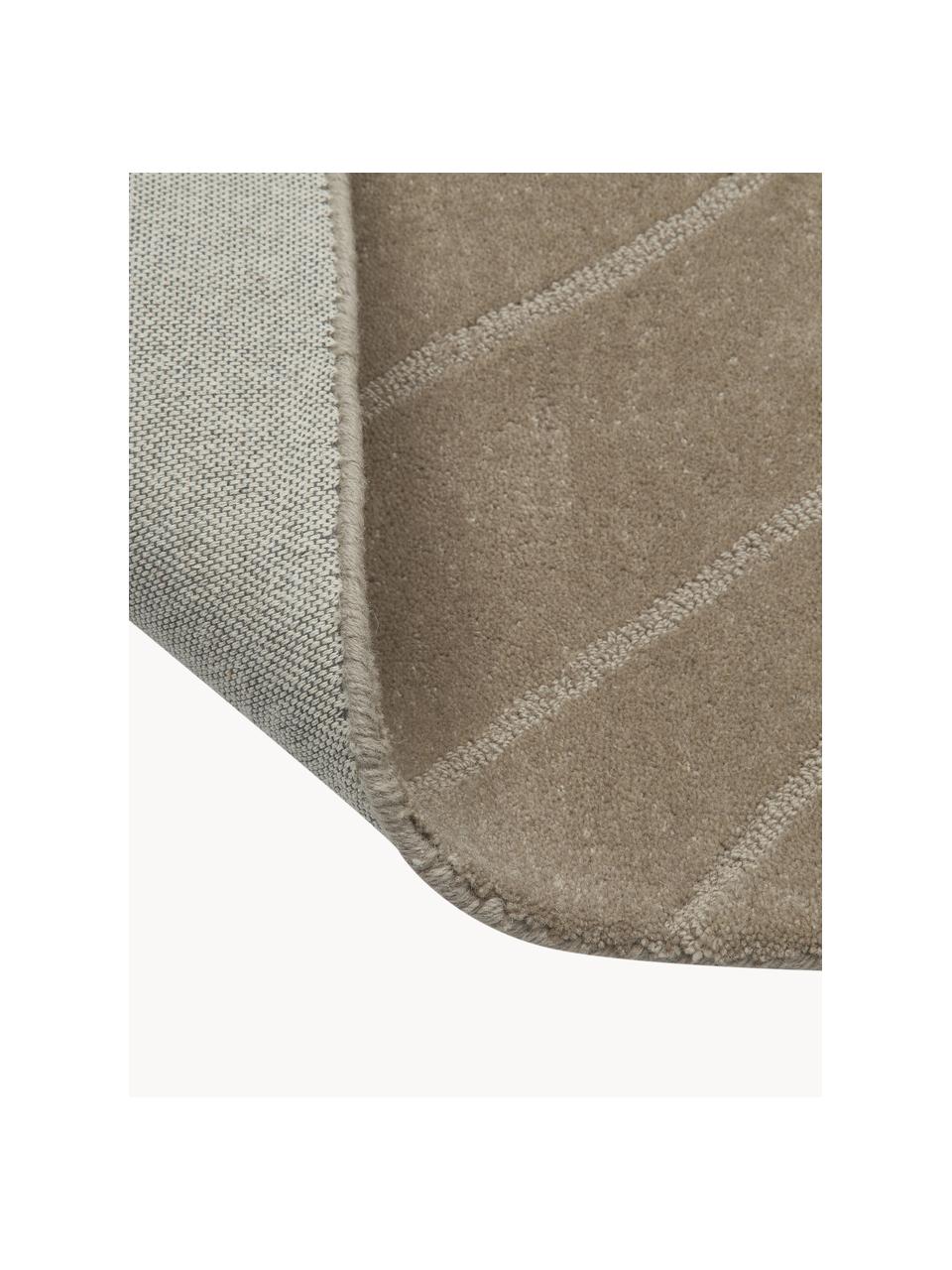 Wollen vloerkleed Aaron, handgetuft, Onderzijde: 100% katoen Bij wollen vl, Taupe, B 300 x L 400 cm (maat XL)