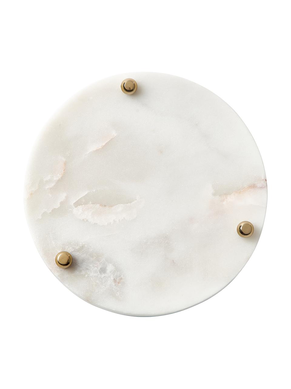 Cuencos decorativos de mármol Selina, Mármol, metal, Mármol blanco, dorado, Ø 14 x Al 3 cm