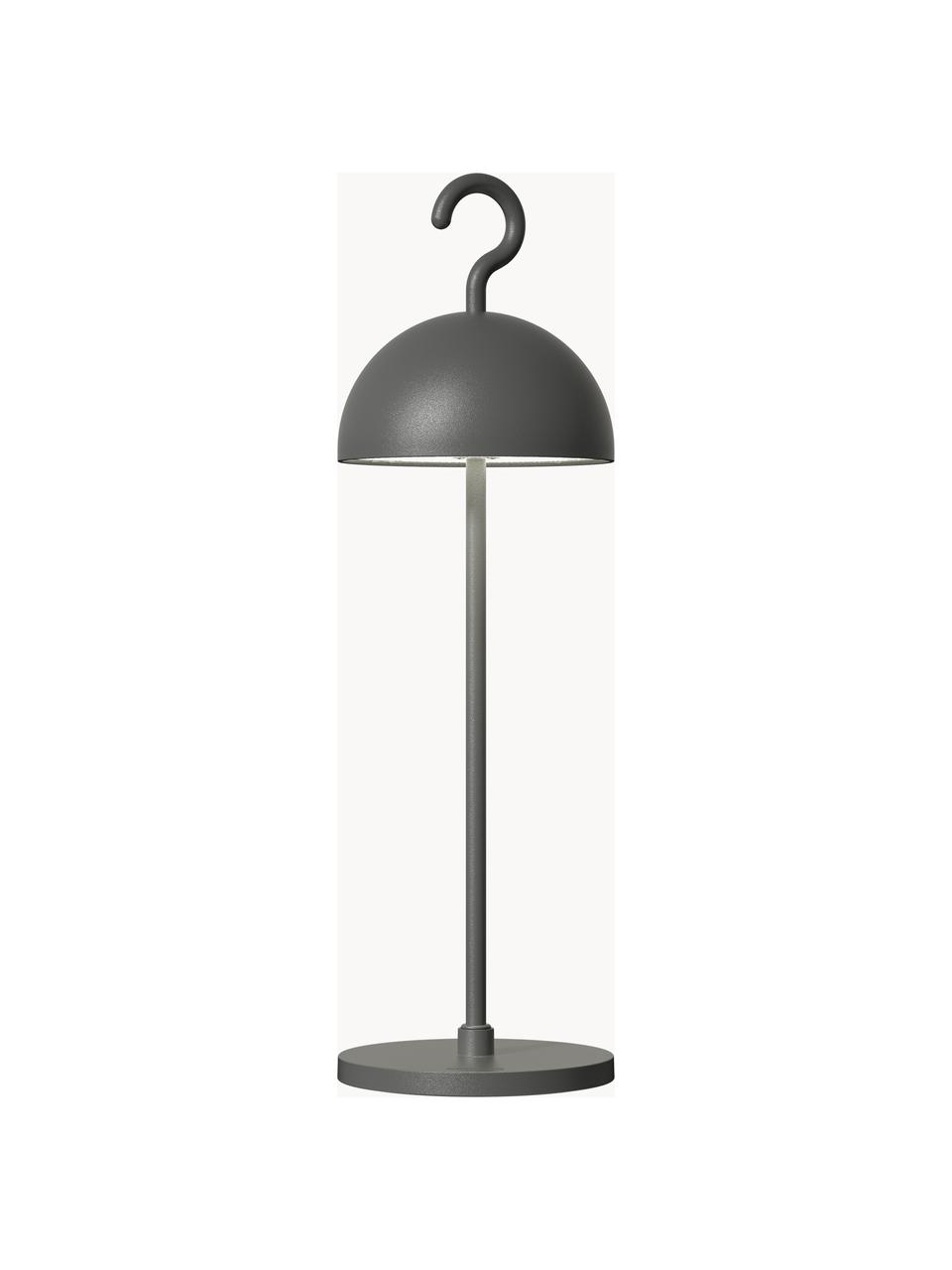 Kleine mobiele LED outdoor tafellamp Hook, dimbaar, Lamp: gecoat aluminium, Donkergrijs, Ø 11 x H 36 cm