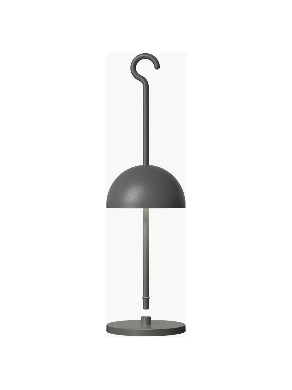 Kleine mobiele LED outdoor tafellamp Hook, dimbaar, Lamp: gecoat aluminium, Donkergrijs, Ø 11 x H 36 cm