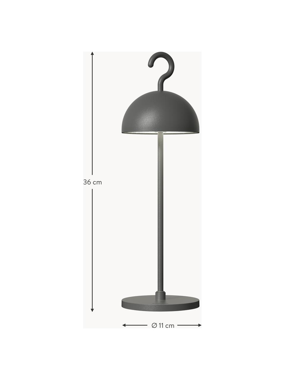 Kleine mobiele LED outdoor tafellamp Hook, dimbaar, Lamp: gecoat aluminium, Donkergrijs, Ø 11 x H 36 cm