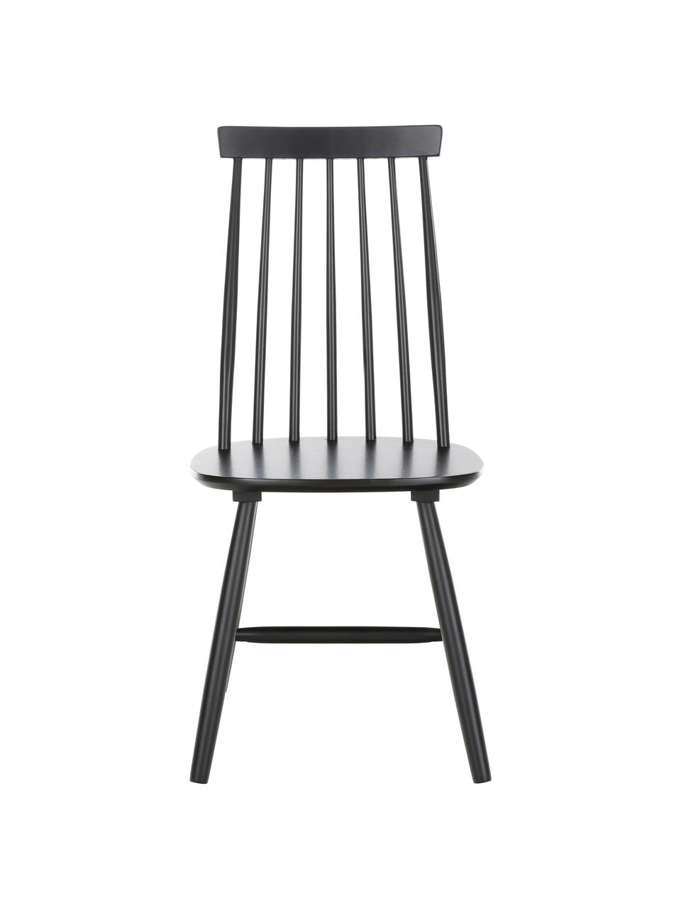 Windsor houten stoelen Milas in zwart, 2 stuks, Gelakt rubberhout, Zwart, B 52 x D 45 cm