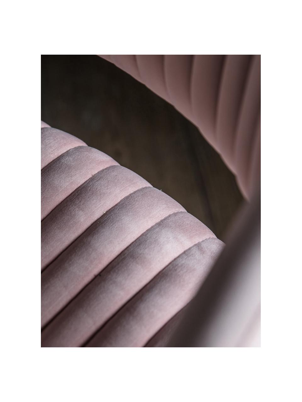Silla de oficina de terciopelo Murray, altura regulable, Tapizado: terciopelo de poliéster, Patas: metal galvanizado, Ruedas: plástico (nylon), Terciopelo rosa, cromo, An 56 x F 52 cm