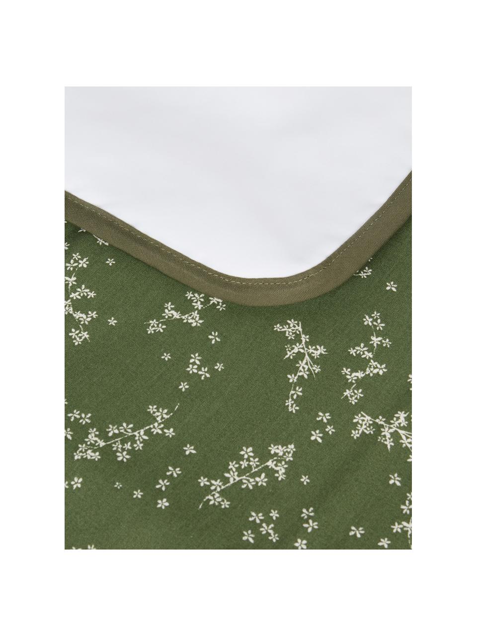 Matelas à langer en coton bio Stories, Vert foncé, blanc cassé, larg. 45 x long. 65 cm