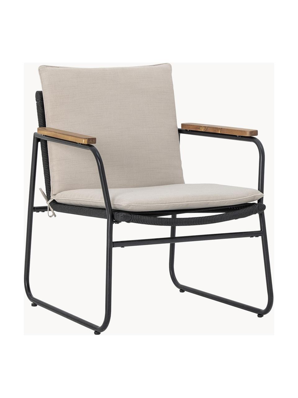 Fauteuil de jardin Hampton, Tissu beige, noir, larg. 65 x prof. 68 cm