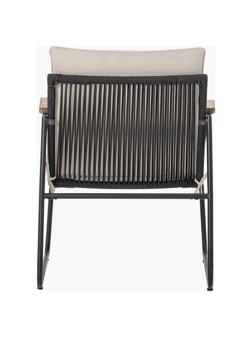 Fauteuil de jardin Hampton, Tissu beige, noir, larg. 65 x prof. 68 cm