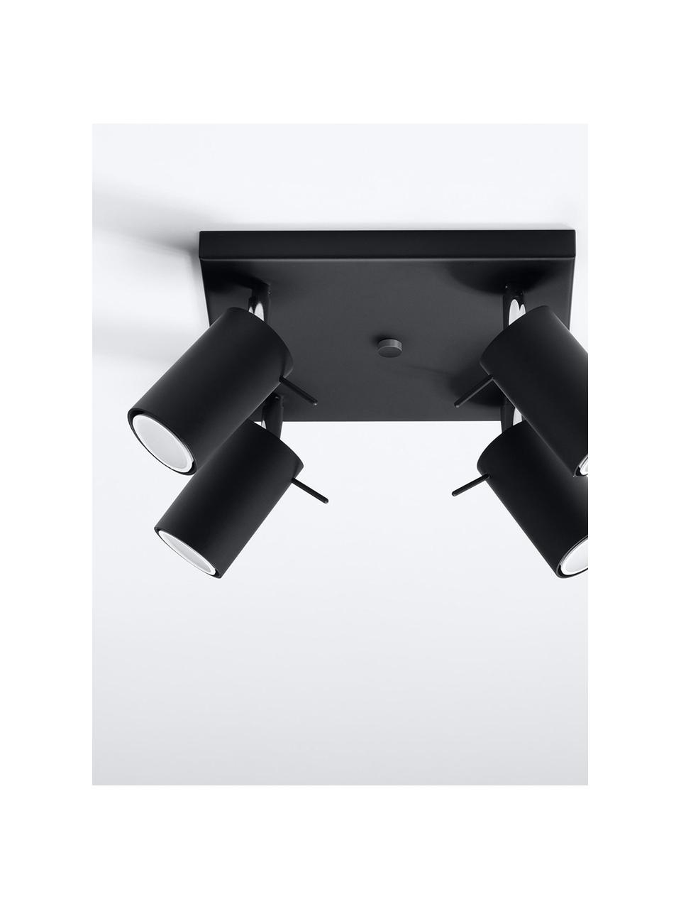 Petit spot plafond Etna, Noir, larg. 25 x prof. 15 cm