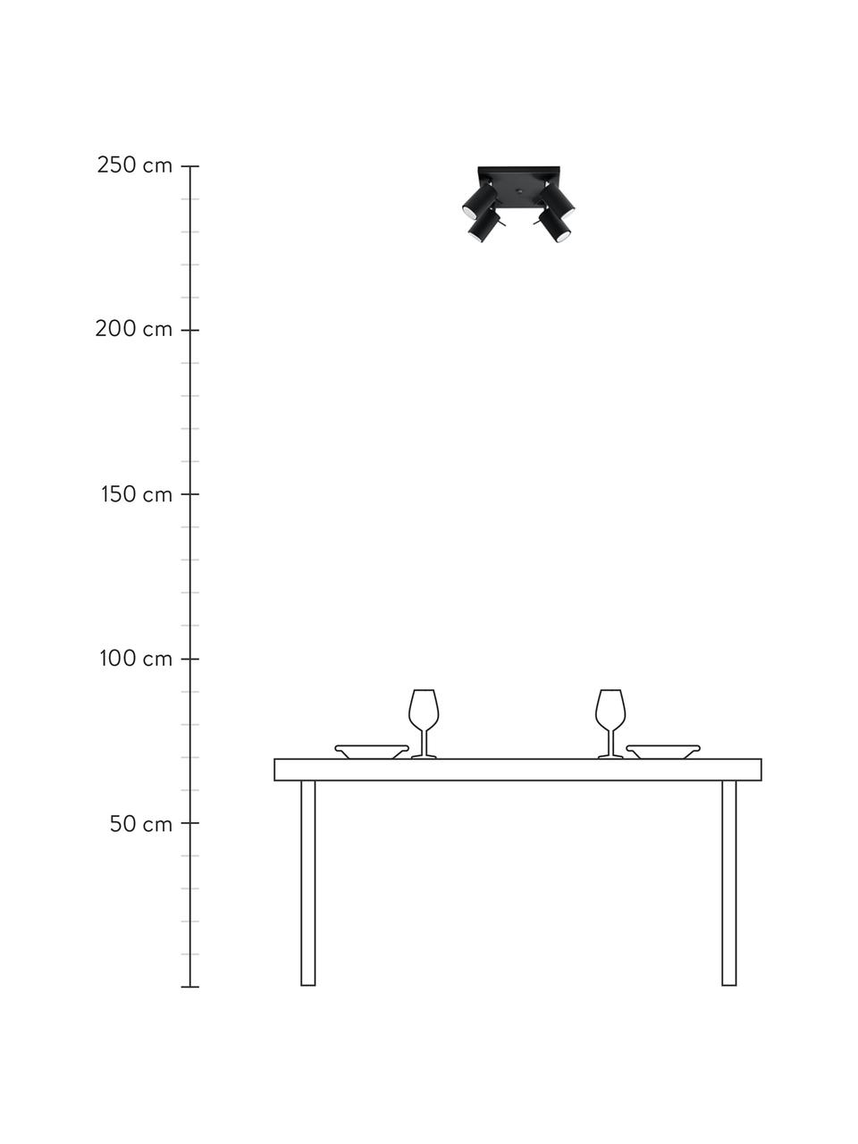 Kleiner Deckenstrahler Etna in Schwarz, Baldachin: Stahl, lackiert, Schwarz, B 25 x H 15 cm