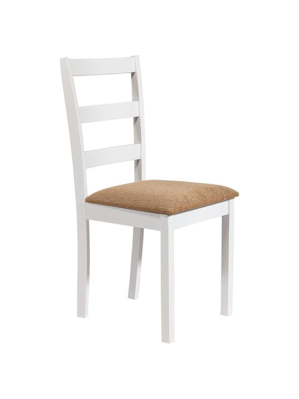 Silla tapizada Maria, Estructura: madera, Tapizado: poliéster, Blanco, beige, An 43 x Al 91 cm