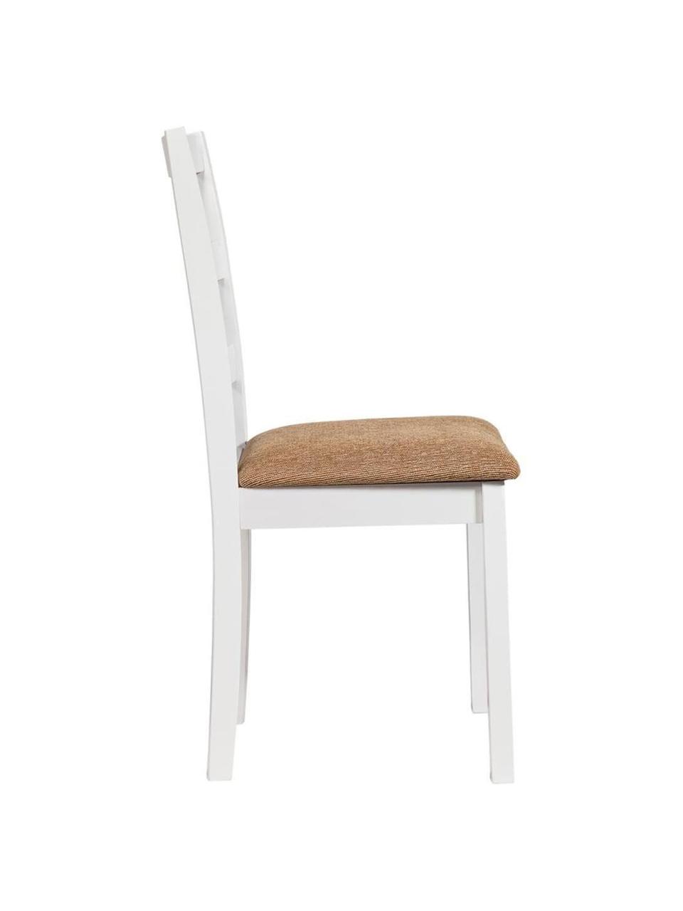 Silla tapizada Maria, Estructura: madera, Tapizado: poliéster, Blanco, beige, An 43 x Al 91 cm