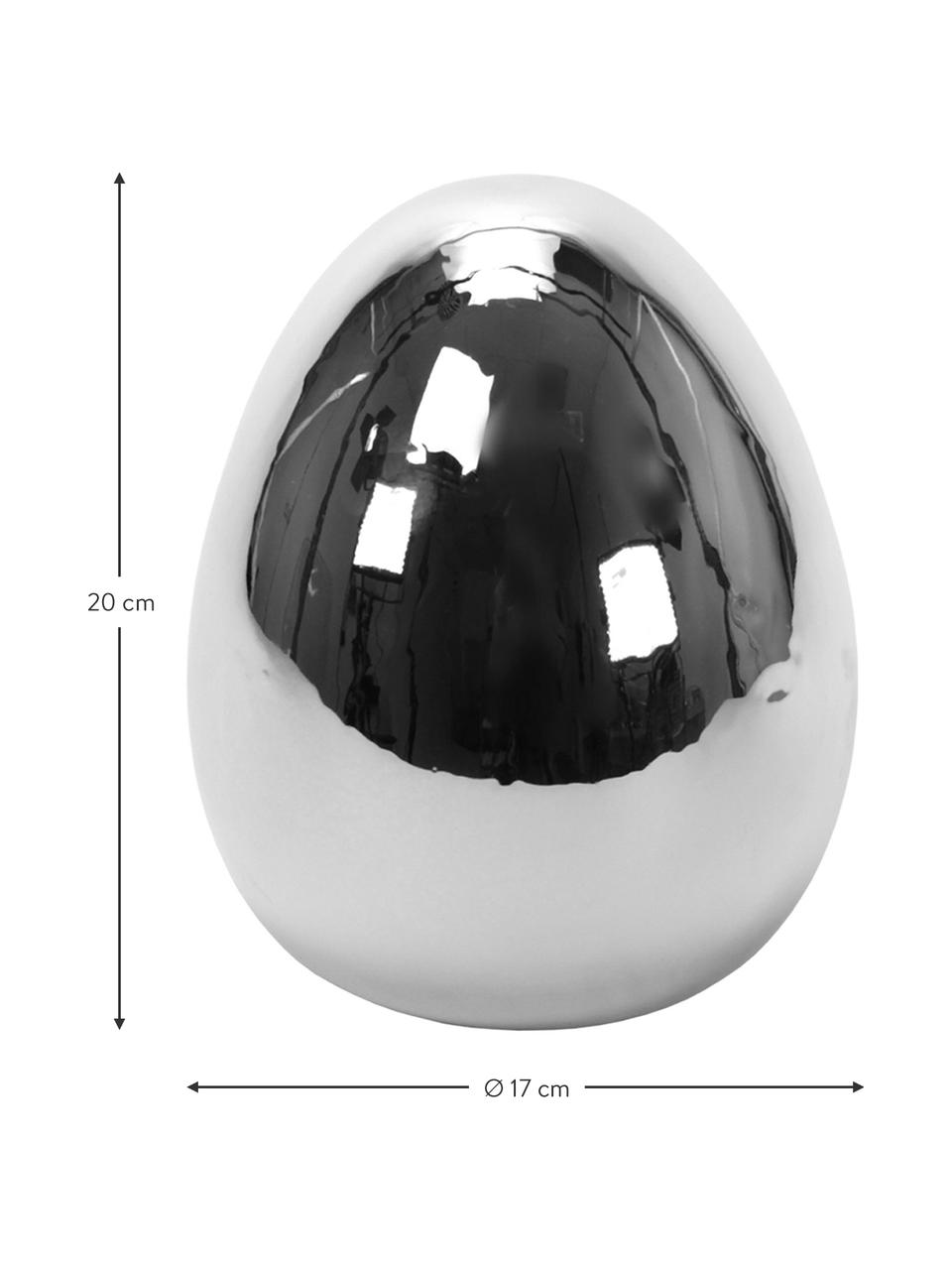 Decoratief paasei Dolomiet  van keramiek in glanzend zilverkleurig, Keramiek, Zilverkleurig, Ø 17 x H 20 cm