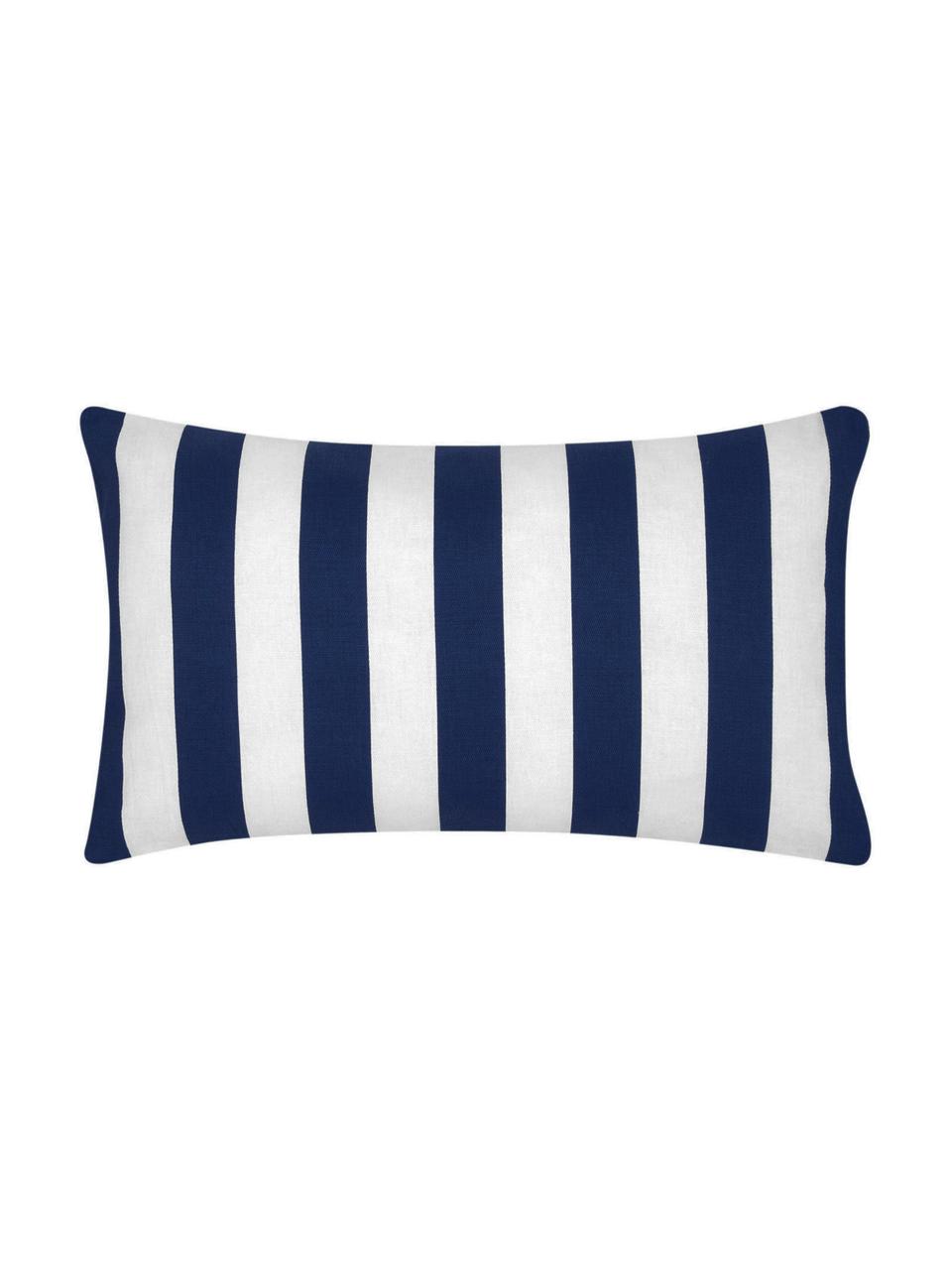 Housse de coussin rectangulaire à rayures Timon, 100 % coton, Bleu foncé, blanc, larg. 30 x long. 50 cm