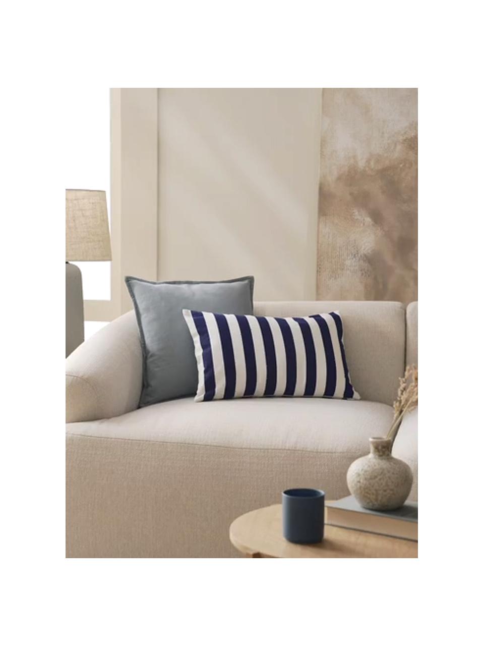 Federa arredo a righe Timon, 100% cotone, Blu scuro, bianco, Larg. 30 x Lung. 50 cm