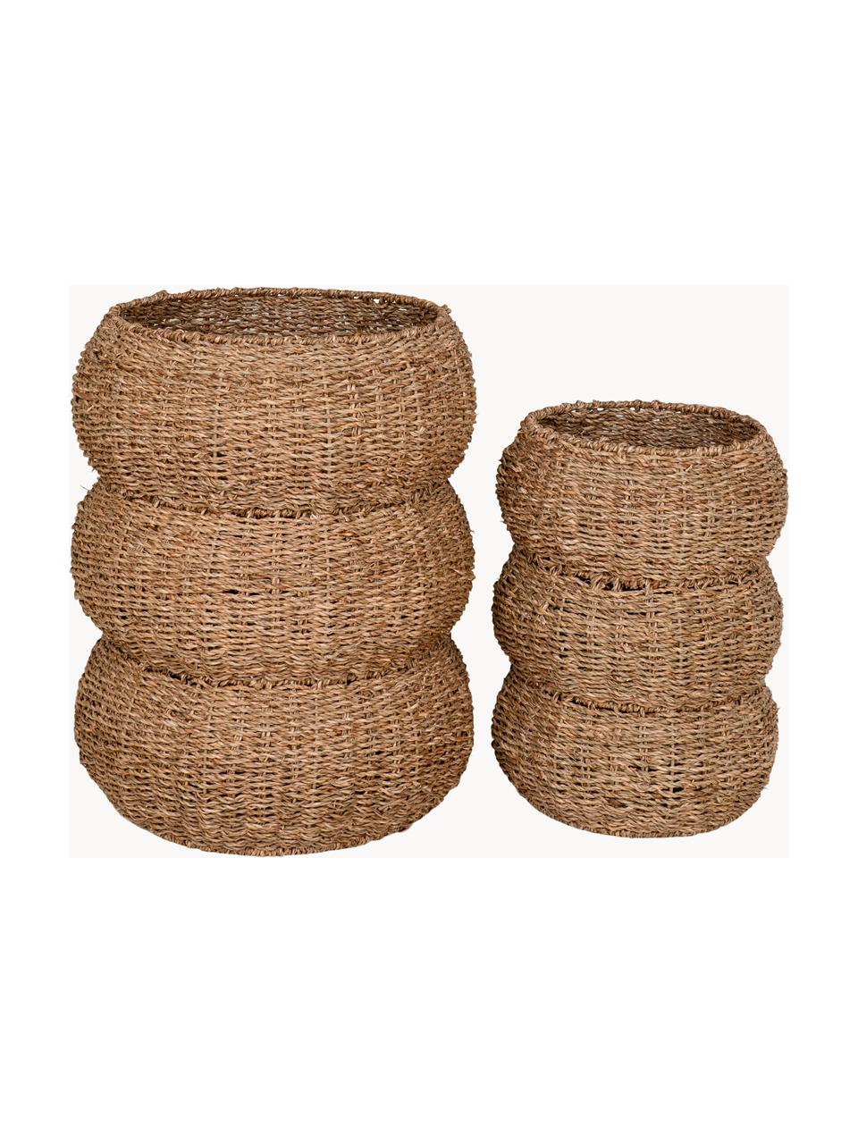 Set 2 cestini portaoggetti in fibra naturale Seagrass, Fibra naturale, Beige, Set in varie misure