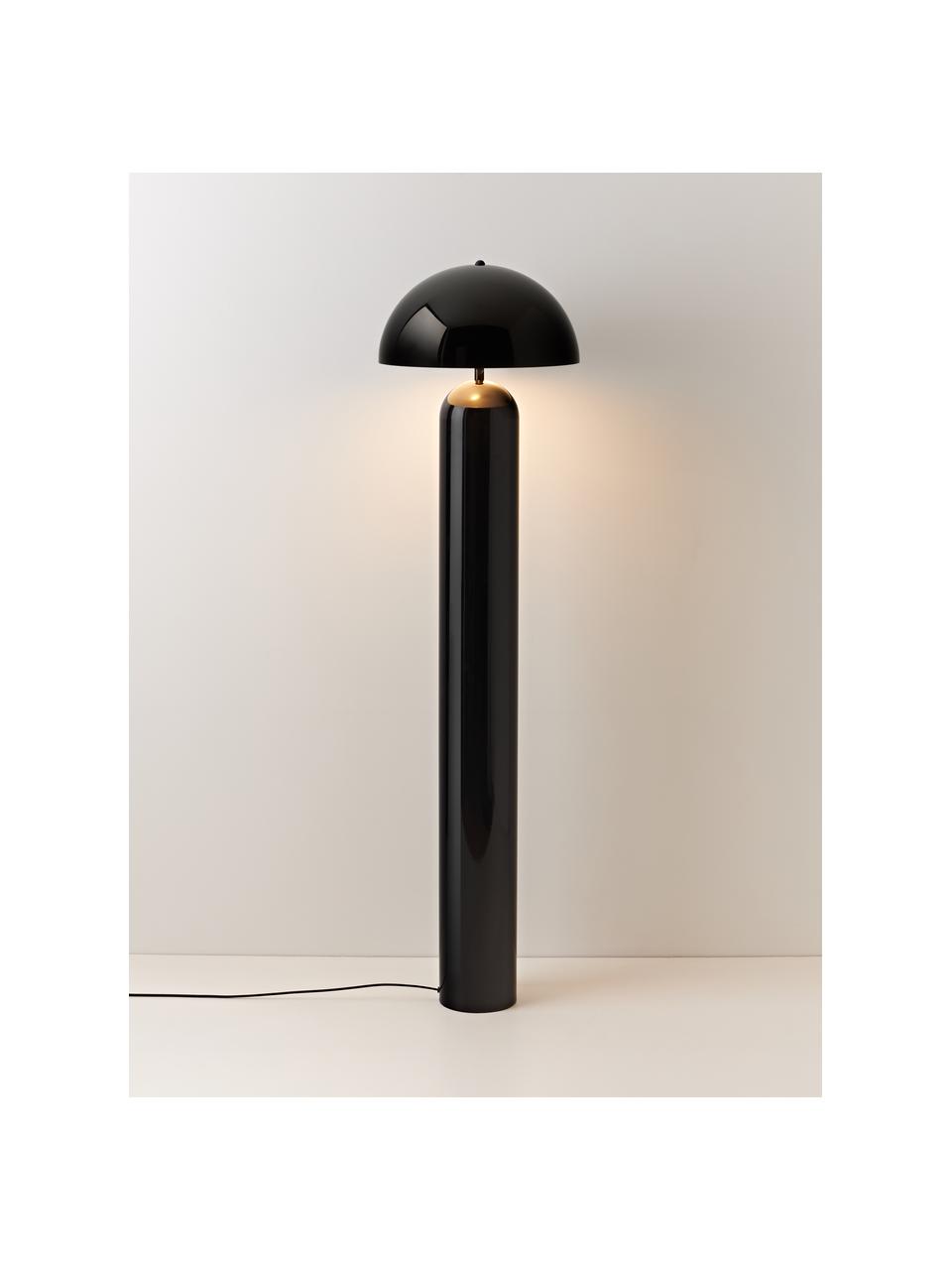 Retro-Stehlampe Walter, Schwarz, glänzend, H 149 cm