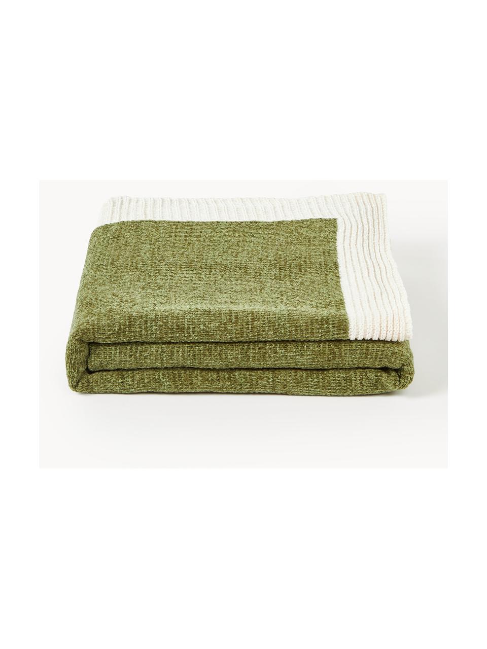 Ženilková deka Demi, 100 %  bavlna, Olivovozelená, krémovobiela, Š 130 x D 170 cm