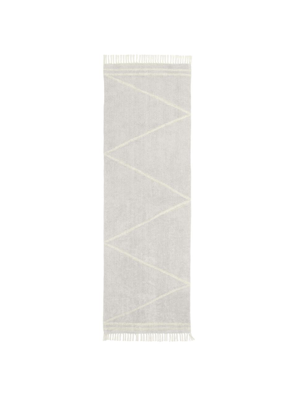 Tapis d'entrée pur coton beige tufté à la main Asisa, Gris clair, larg. 80 x long. 250 cm