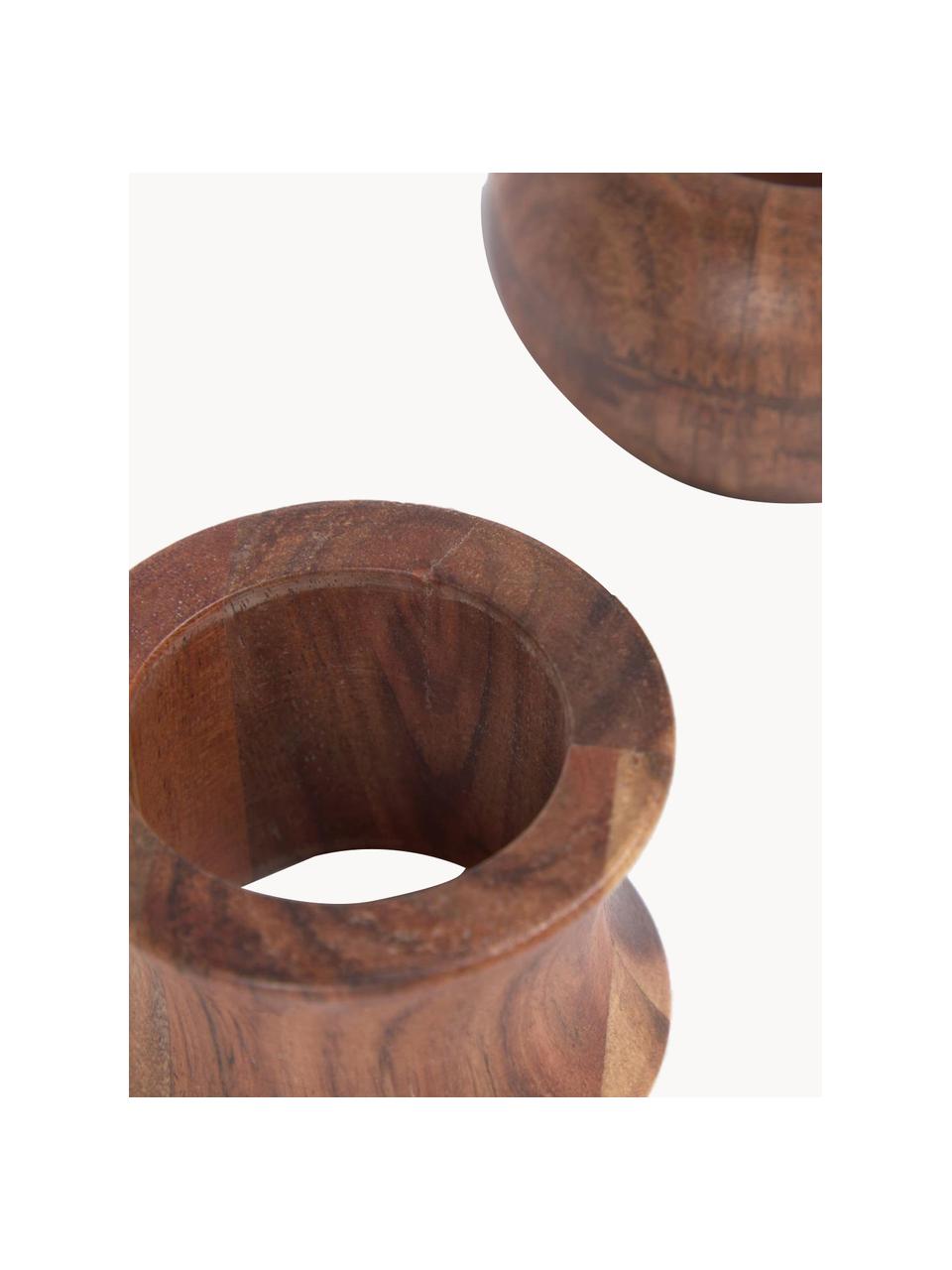Servetringenset Tamer van acaciahout, set van 2, Acaciahout, massief, Donker hout, Set met verschillende formaten