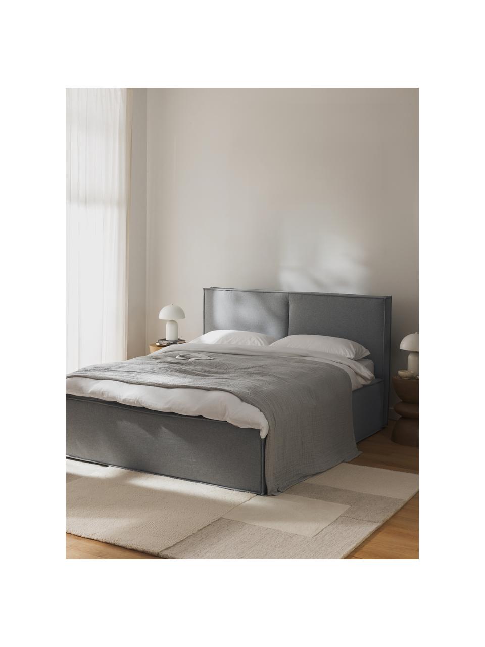 Cama tapizada Dream, con espacio de almacenamiento, Tapizado: poliéster (texturizado) A, Estructura: madera de pino maciza y m, Tejido gris antracita, An 160 x L 200 cm