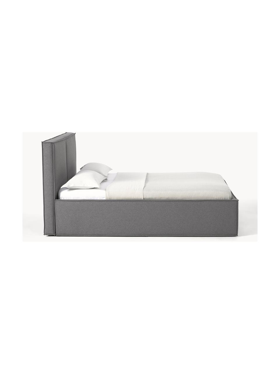 Cama tapizada Dream, con espacio de almacenamiento, Tapizado: poliéster (texturizado) A, Estructura: madera de pino maciza y m, Tejido gris antracita, An 160 x L 200 cm