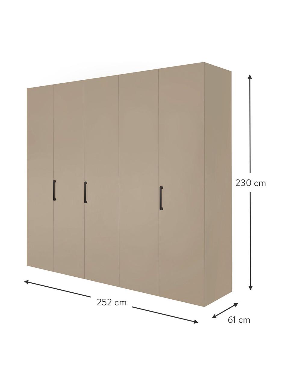 Draaideurkast Madison 5 deuren, inclusief montageservice, Frame: panelen op houtbasis, gel, Zandkleurig, B 252 x H 230 cm