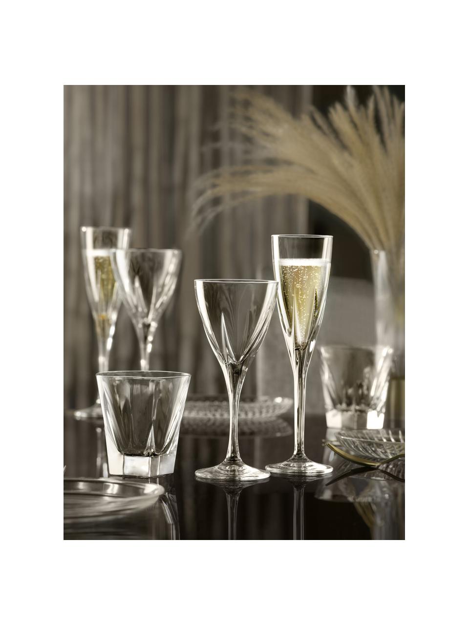 Poháre na šampanské s reliéfom Fusion, 6 ks, Sklo, Priehľadná, Ø 7 x V 24 cm, 170 ml