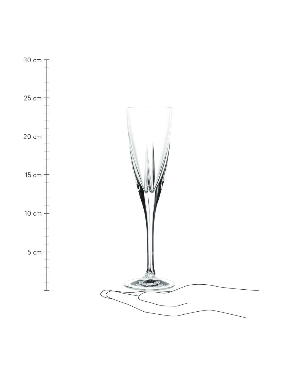 Copas flauta de champán con relive Fusion, 6 uds., Vidrio, Transparente, Ø 7 x Al 24 cm, 170 ml