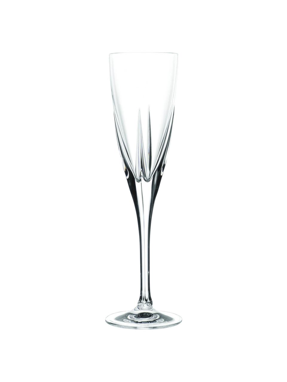 Poháre na šampanské s reliéfom Fusion, 6 ks, Sklo, Priehľadná, Ø 7 x V 24 cm, 170 ml