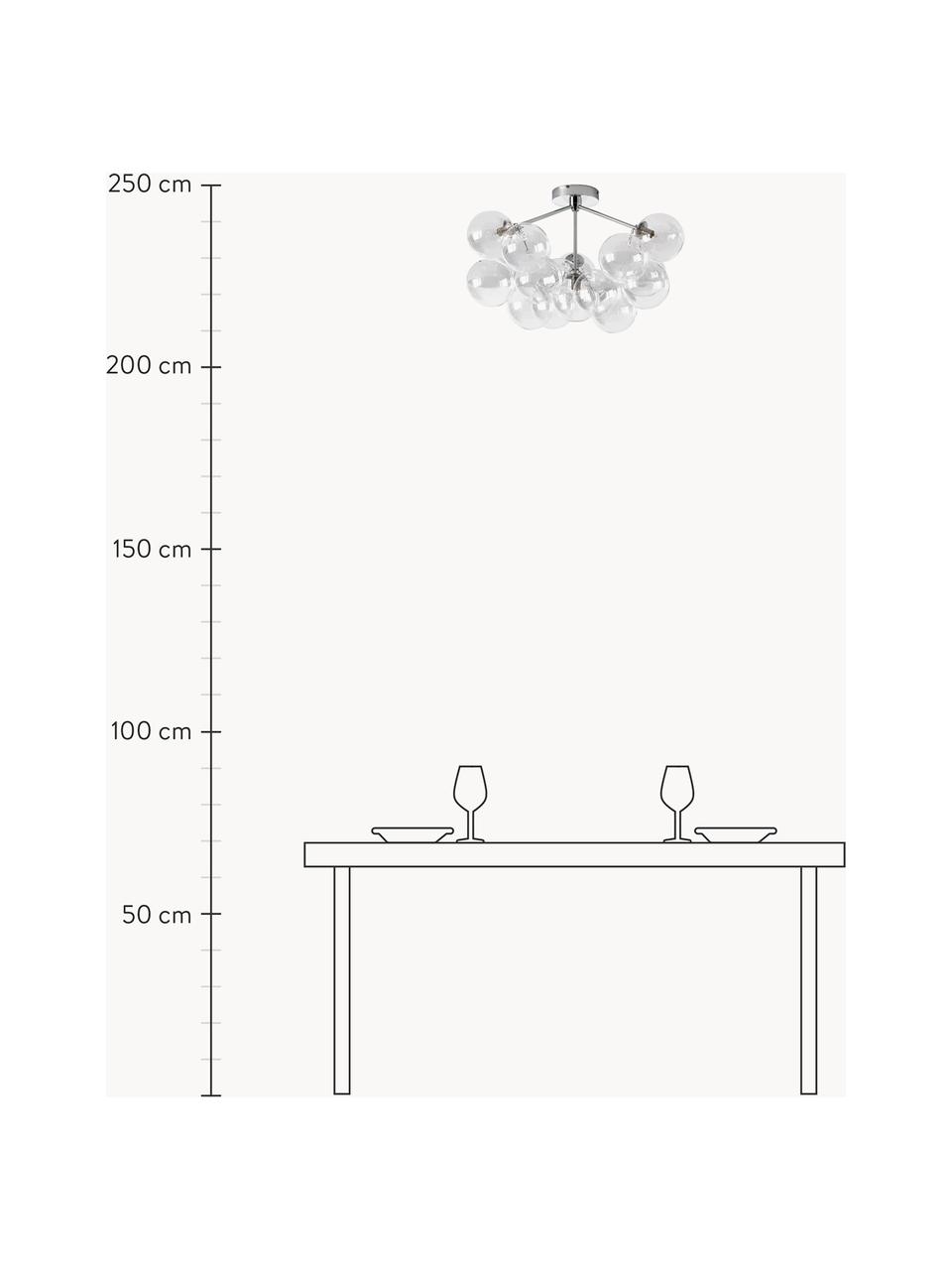 Lampada da soffito con sfere in vetro Bubbles, Paralume: vetro, Baldacchino: metallo verniciato a polv, Struttura: metallo verniciato a polv, Cromato, Ø 60 x Alt. 36 cm