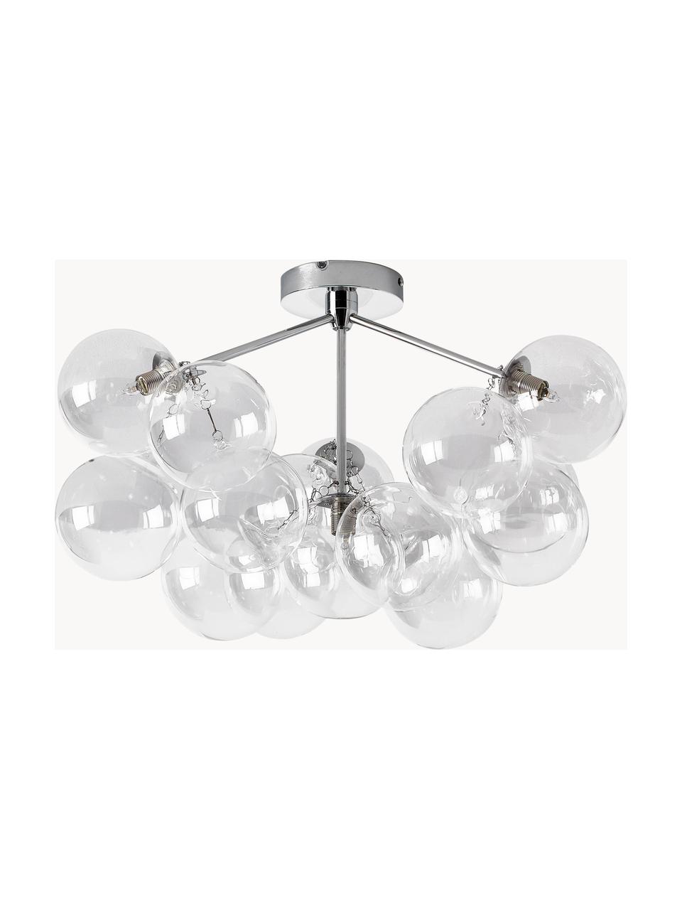 Lampada da soffito con sfere in vetro Bubbles, Paralume: vetro, Baldacchino: metallo verniciato a polv, Struttura: metallo verniciato a polv, Cromato, Ø 60 x Alt. 36 cm