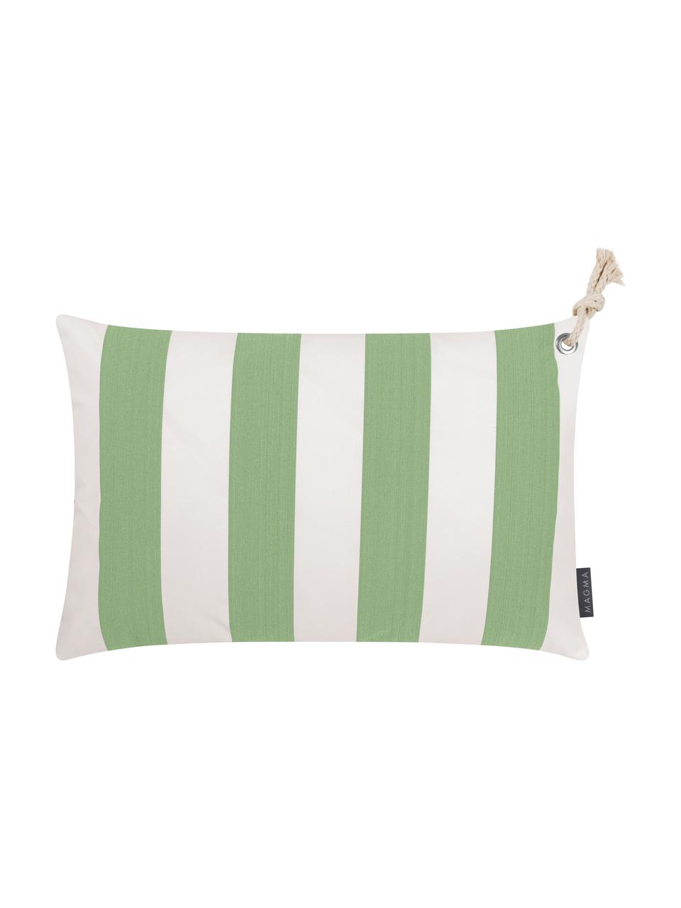 Poszewka na poduszkę zewnętrzną Santorin, 100% polipropylen, Teflon® powlekany, Zielony, biały, S 40 x D 60 cm