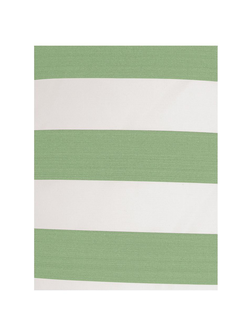 Gestreepte outdoor kussenhoes Santorin in groen/wit, 100% polypropyleen, Teflon® gecoat, Groen, wit, 40 x 60 cm