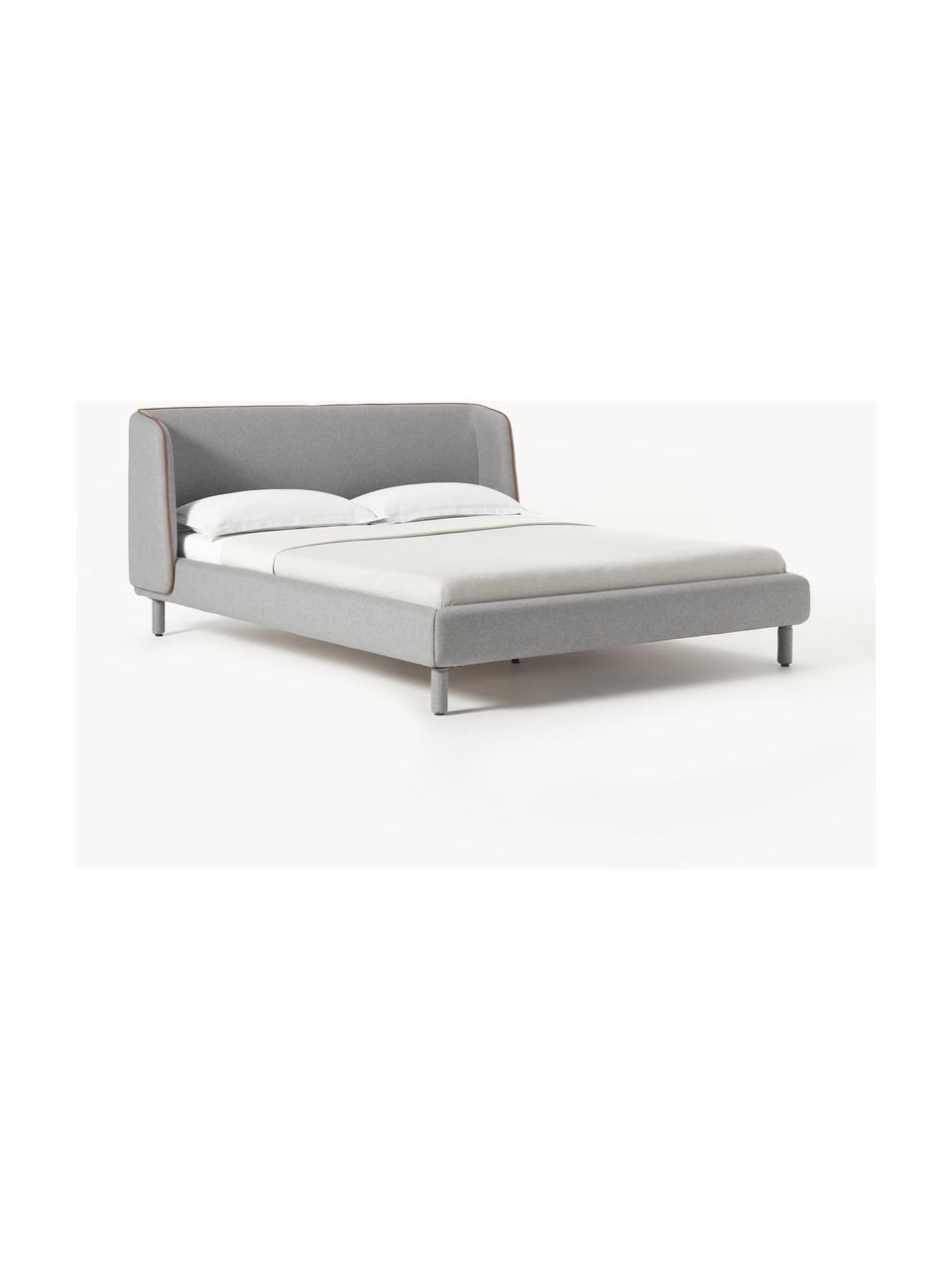 Cama tapizada Luma, con cabecero, Tapizado: 100% poliéster Alta resis, Estructura: madera contrachapada, Patas: metal, poliéster Este pro, Tejido gris, An 140 x L 200 cm