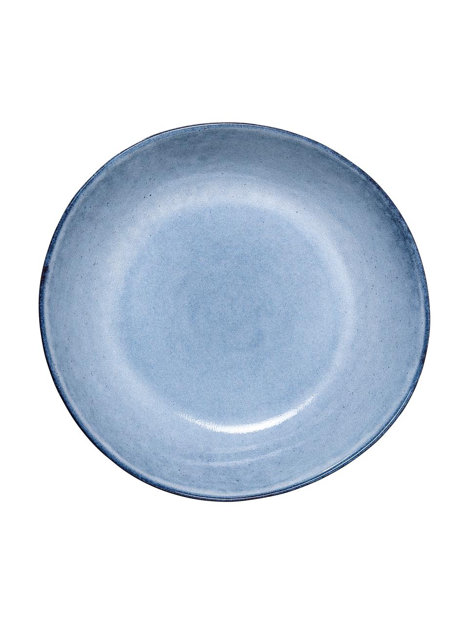 Assiette creuse en grès bleu gris, faite main Sandrine, Ø 22 cm, Grès cérame, Tons bleus, Ø 22 x haut. 5 cm