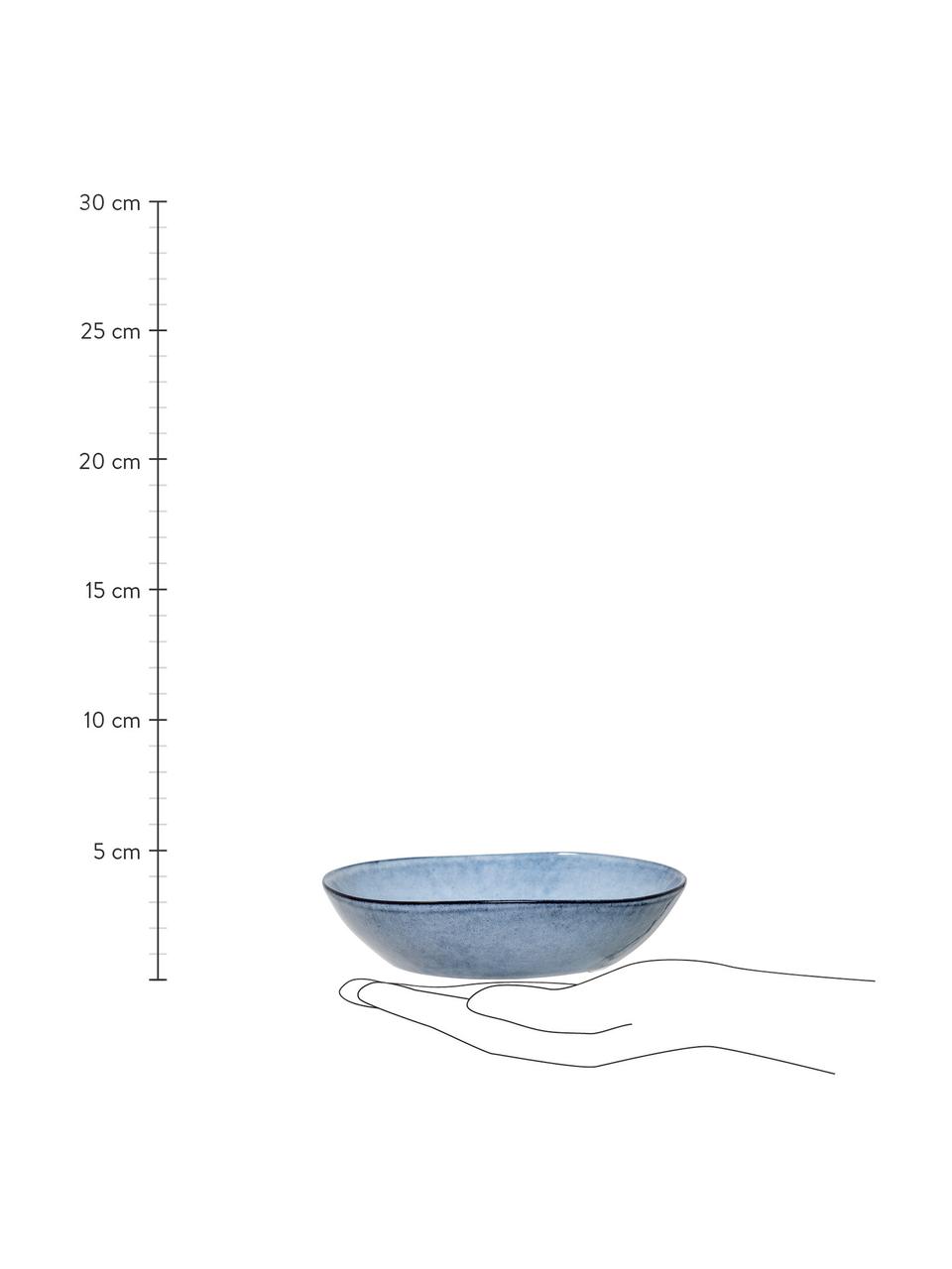 Handgemachter Steingut-Suppenteller Sandrine in Blautönen, Ø 22 cm, Steingut, Blautöne, Ø 22 x H 5 cm