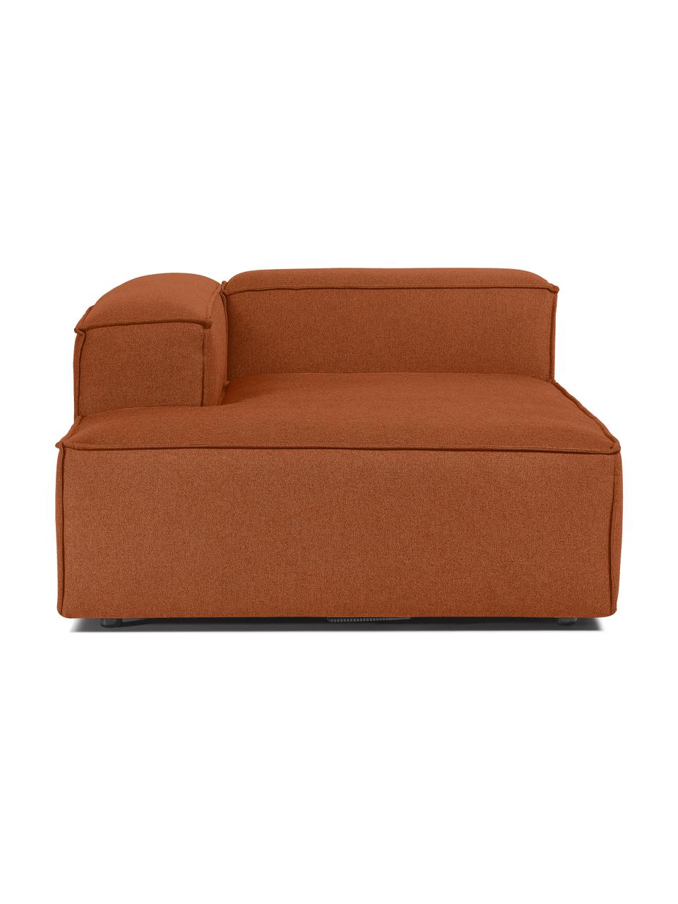 Chaise longue hoekmodule Lennon, Bekleding: 100% polyester De slijtva, Frame: massief grenenhout, FSC-g, Poten: kunststof, Geweven stof terracotta, B 119 x D 180 cm, hoekdeel links