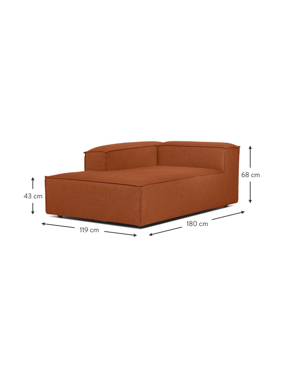Ottomane-Eckmodul Lennon, Bezug: 100% Polyester Der strapa, Gestell: Massives Kiefernholz, FSC, Füße: Kunststoff, Webstoff Terrakotta, B 119 x T 180 cm, Eckteil links