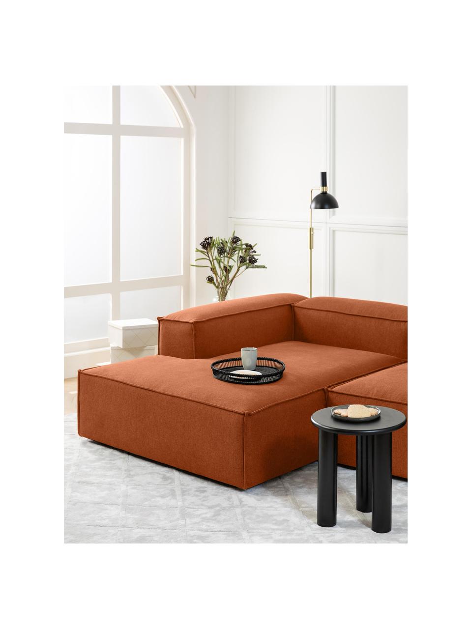 Szezlong modułowy Lennon, Tapicerka: 100% poliester Dzięki tka, Stelaż: lite drewno, sklejka, Nogi: tworzywo sztuczne, Terakotowa tkanina, S 119 x G 180 cm, lewostronna