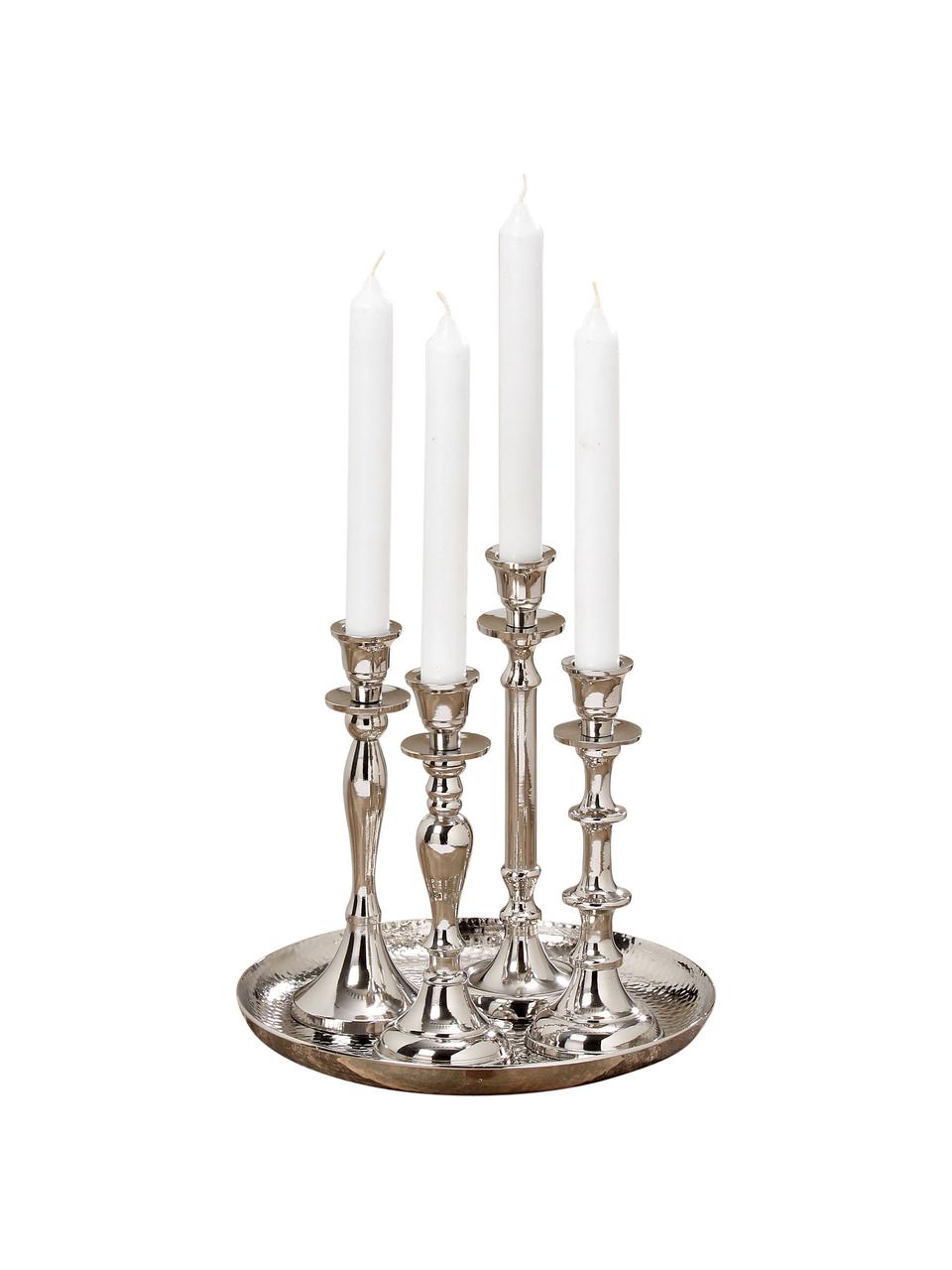 Kandelaarsset Zeus, 5-delig, Aluminium, Zilverkleurig, Set met verschillende formaten