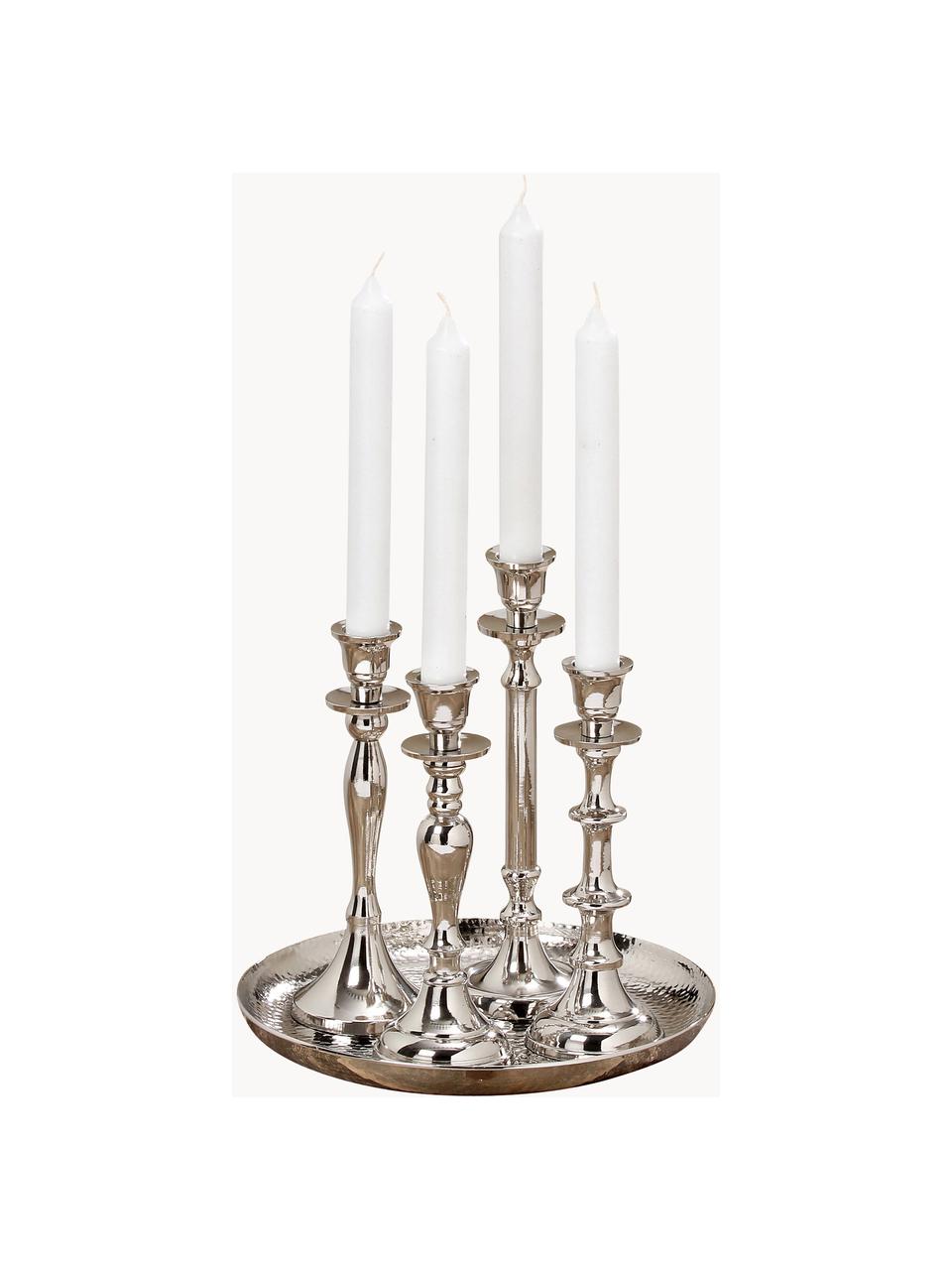 Set de candelabros Zeus, 5 pzas., Aluminio, Plateado, Set de diferentes tamaños