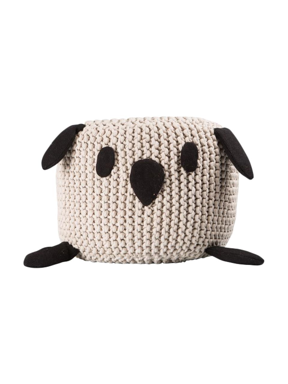 Pouf en tricot enfant Bunny, Beige, noir