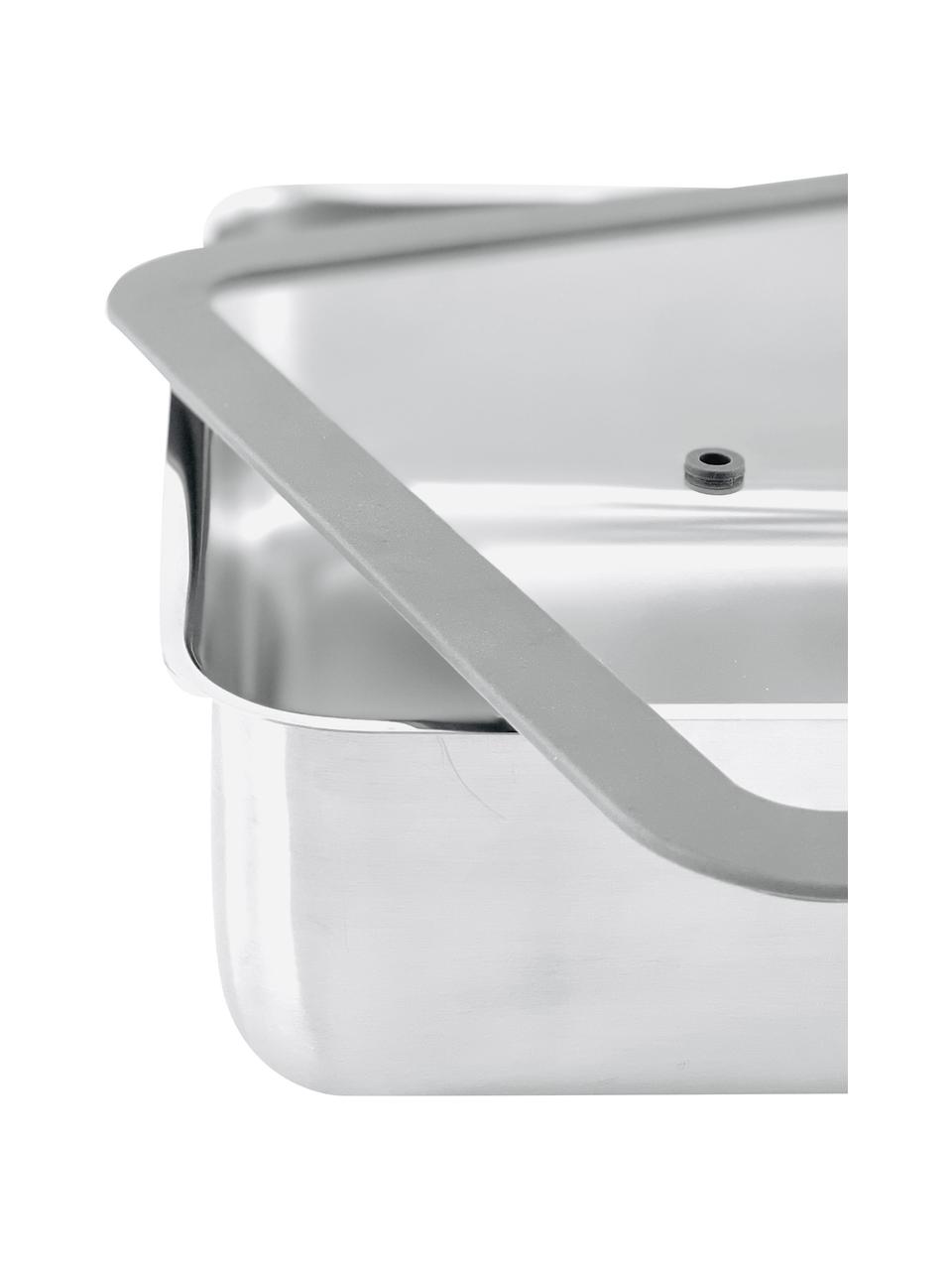 Roestvrijstalen braadpan Maxima met deksel, Deksel: glas, silicone, Zilverkleurig, grijs, L 36 x B 25 cm
