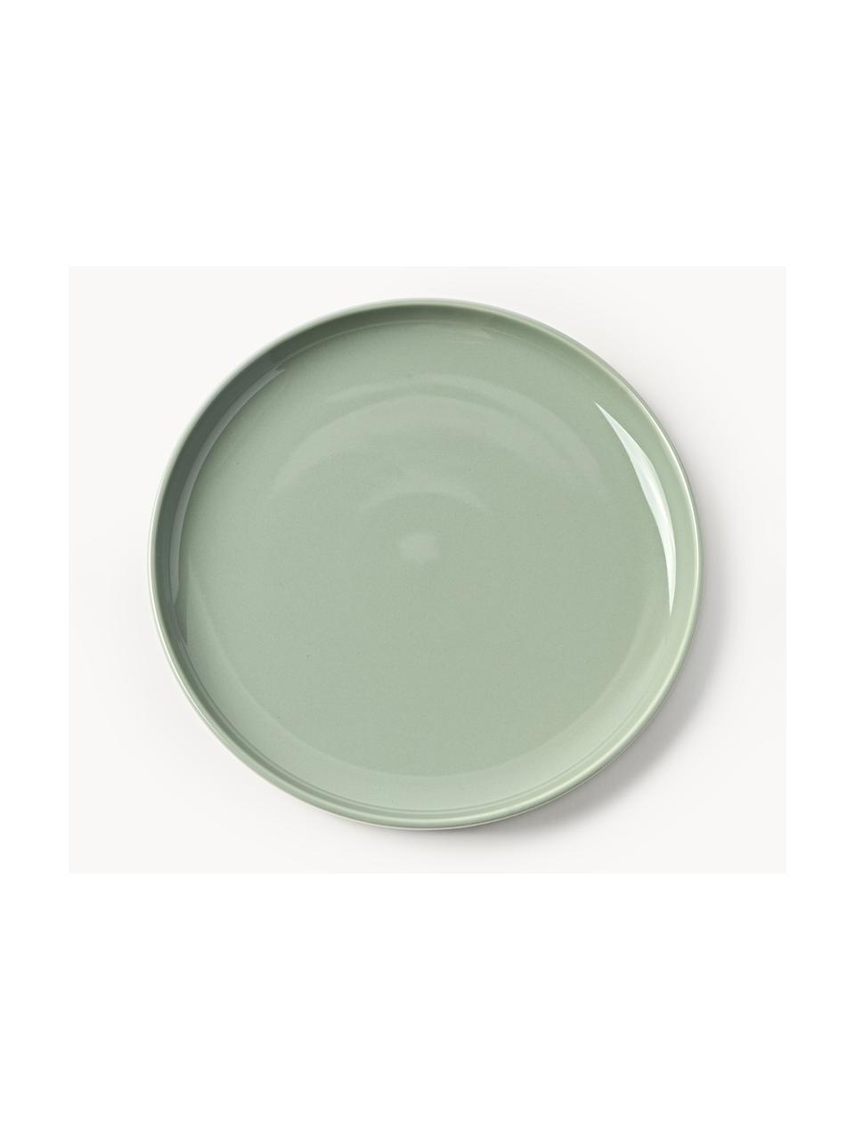 Porcelánová súprava tanierov Nessa (12 dielov), Vysokokvalitný porcelán, Šalviová, lesklá, 4 osoby (12 dielov)