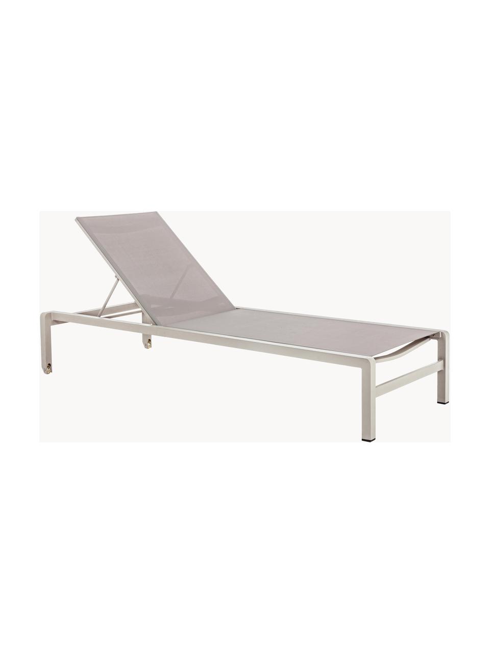 Chaise longue de jardin réglable en hauteur avec roulettes Konnor, Gris, beige clair, larg. 78 x long. 195 cm