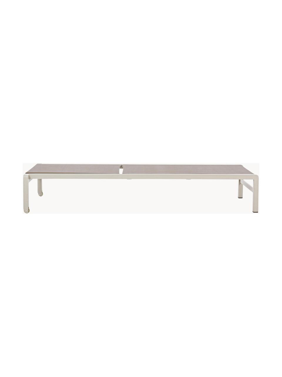 In hoogte verstelbare zonnebed Konnor met wielen, Bekleding: textiel, Frame: gepoedercoat aluminium, Grijs, lichtbeige, B 78 x L 195 cm