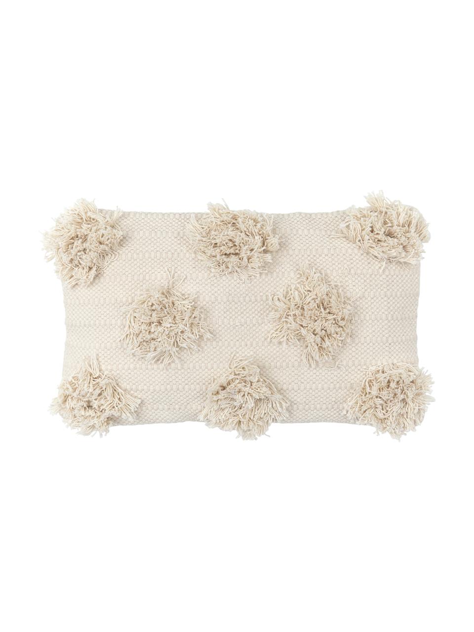 Housse de coussin rectangulaire tuftée Vana, Coton, Beige, larg. 30 x long. 50 cm