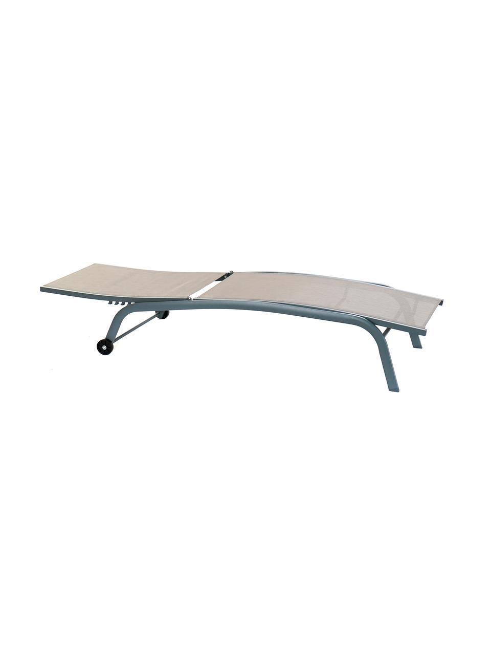 Lettino prendisole con ruote Sun, Struttura: alluminio rivestito, Grigio, Larg. 188 x Prof. 64 cm