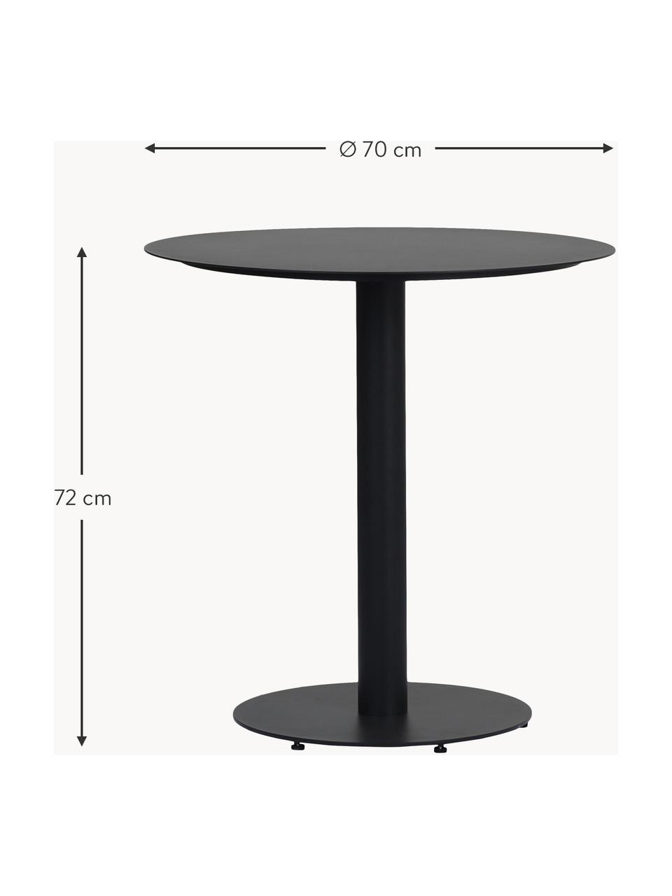 Table de jardin en métal Troy, Métal, enduit, Noir, Ø 70 x haut. 72 cm